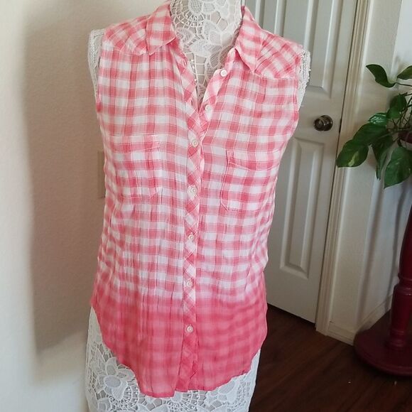 5/$20 C&C California Plaid Ombre Tank Top - Picture 1 of 6